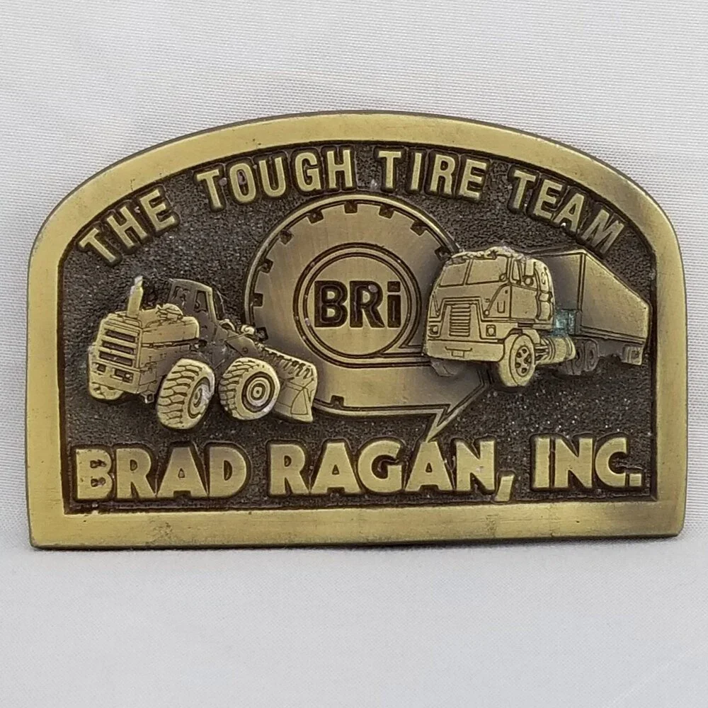 Belt Buckle Brass Brad Ragan Inc BRi The Tough Tire Team USA Made Spec Cast Inc